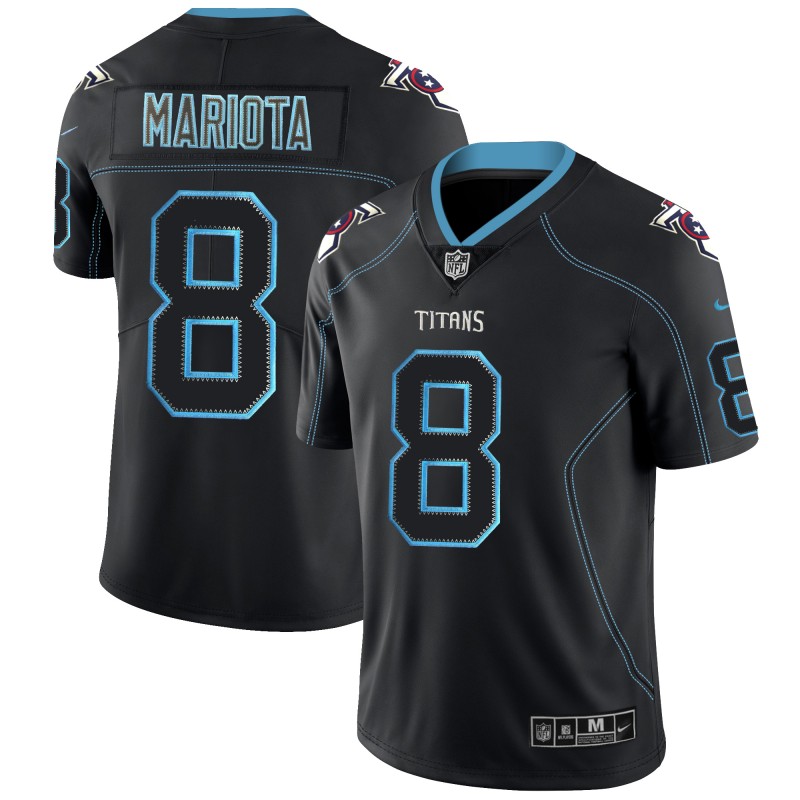Men's Titans #8 Marcus Mariota NFL 2018 Lights Out Black Color Rush Limited Stitched Jersey